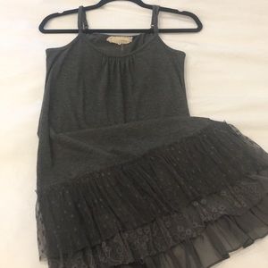 Gray cotton dress with ruffled bottom